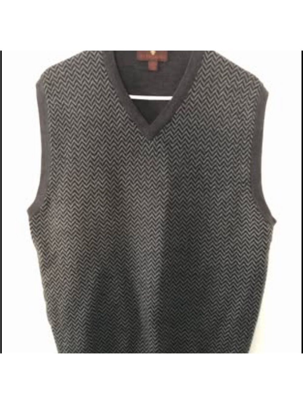 TOSCANO Men's XL Black and Gray Sweater Vest